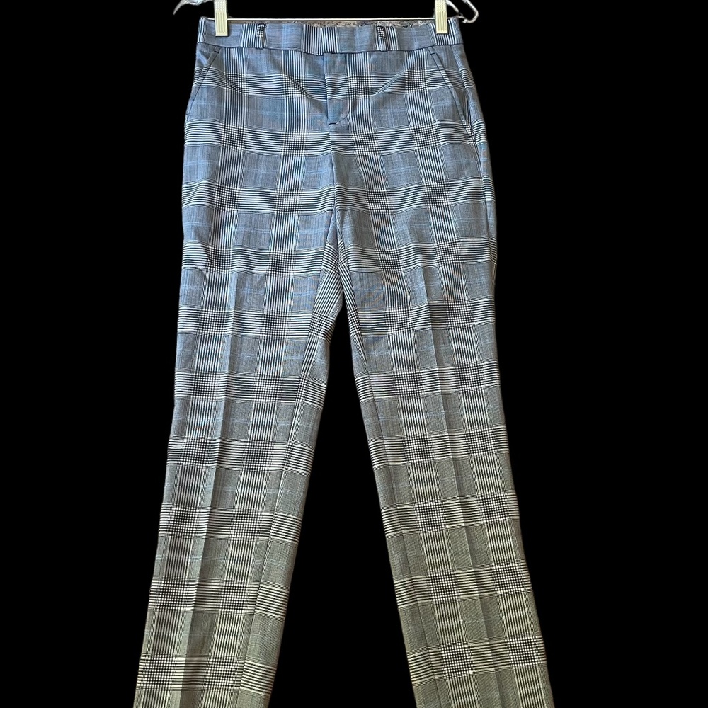 Banana Republic blue plaid straight leg pants.